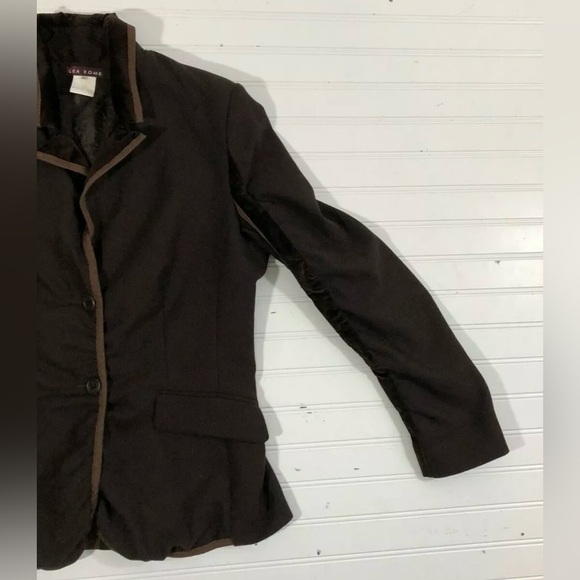 Lea Rome Brown Blazer Jacket Womens Size Large 12 42 Made in France Equestrian - Picture 9 of 11